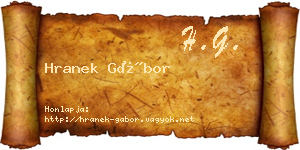 Hranek Gábor névjegykártya
